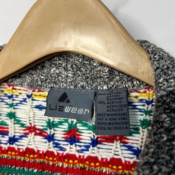 Lizwear Full Zip Sweater Women's Size Small Colorful - Picture 4 of 5